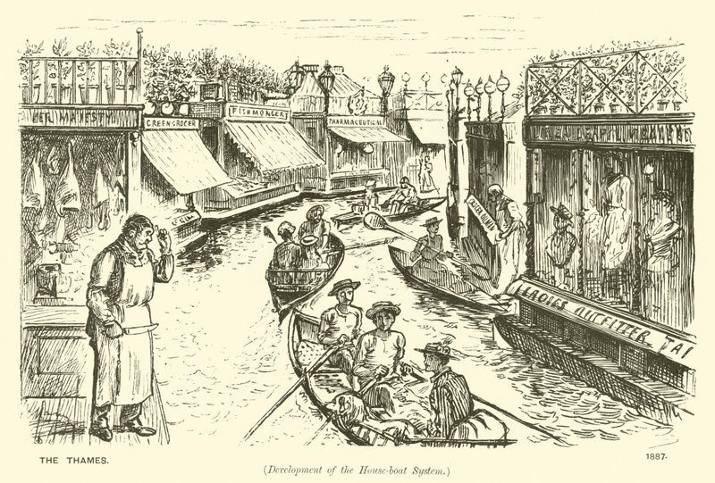 The Thames (development of the house-boat system) by George (after) Du Maurier