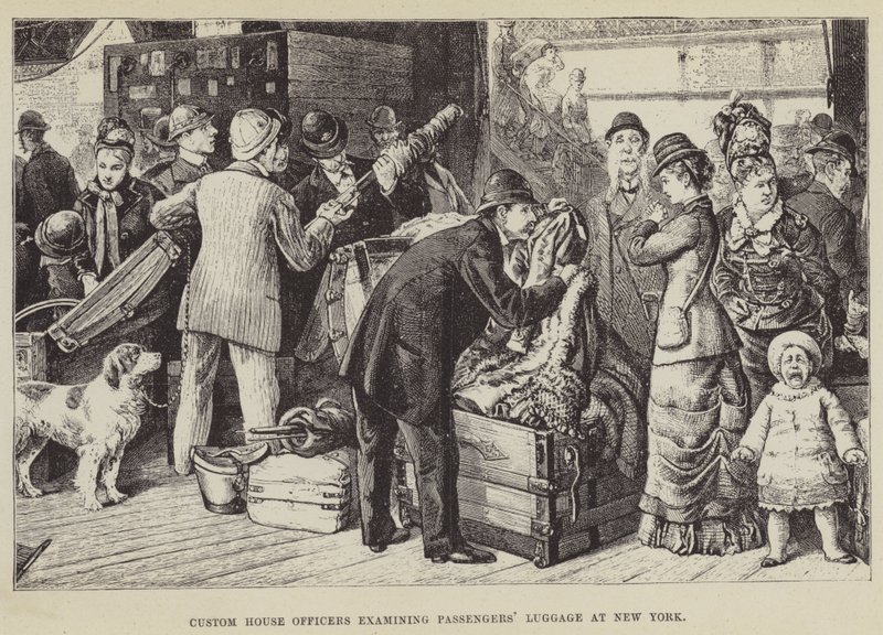 Custom House Officers Examining Passengers