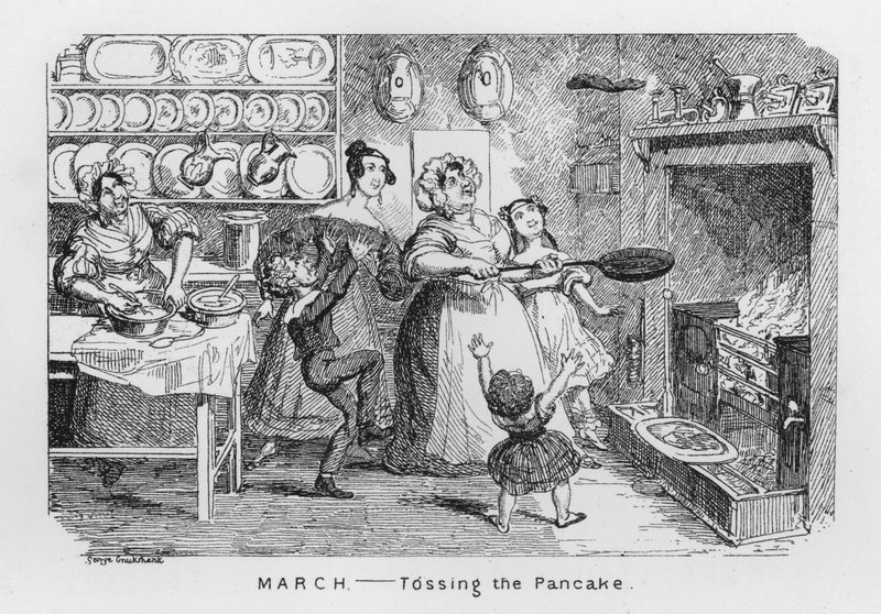 March, Tossing the Pancake by George Cruikshank