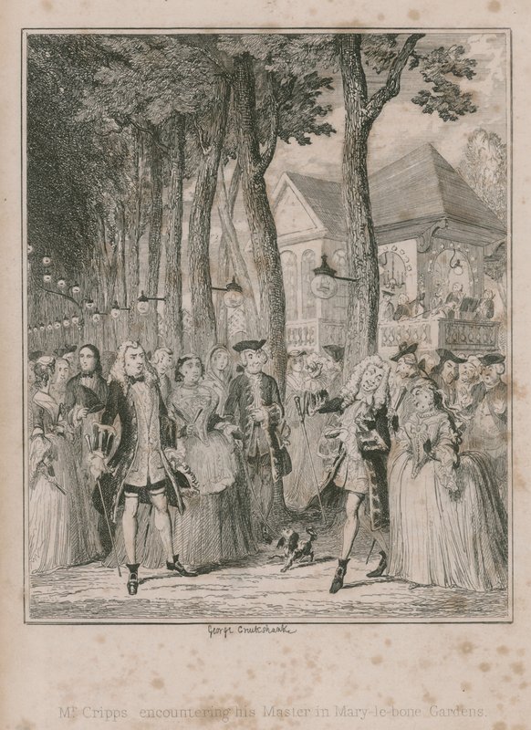 Mr Cripps Encountering His Mater in Mary-le-bone Gardens by George Cruikshank