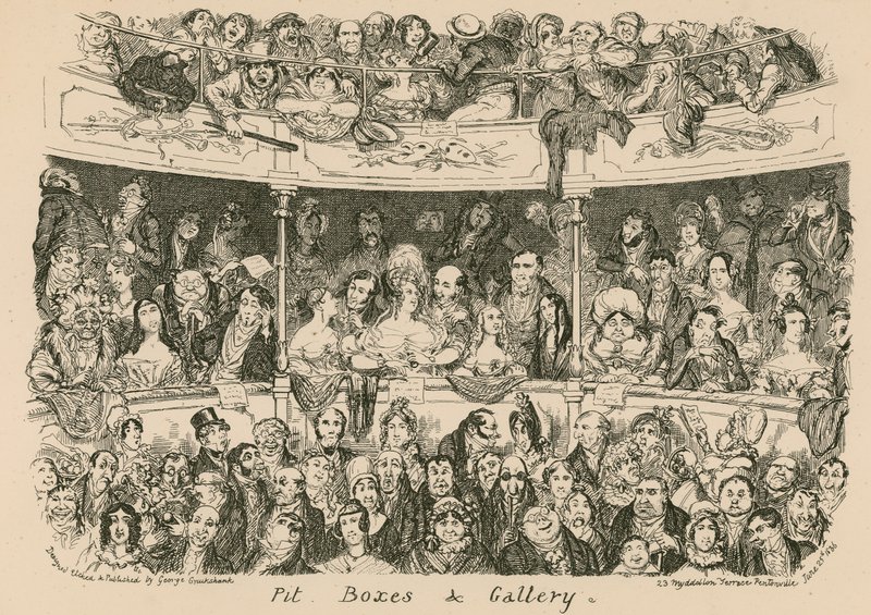 Pit, Boxes and Gallery by George Cruikshank