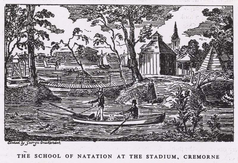 The School of Natation at the Stadium, Cremorne Gardens by George Cruikshank