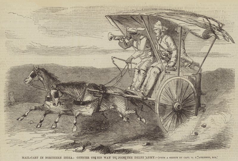 Mail-Cart in Northern India, Officer on His Way to Join the Delhi Army by George Francklin Atkinson