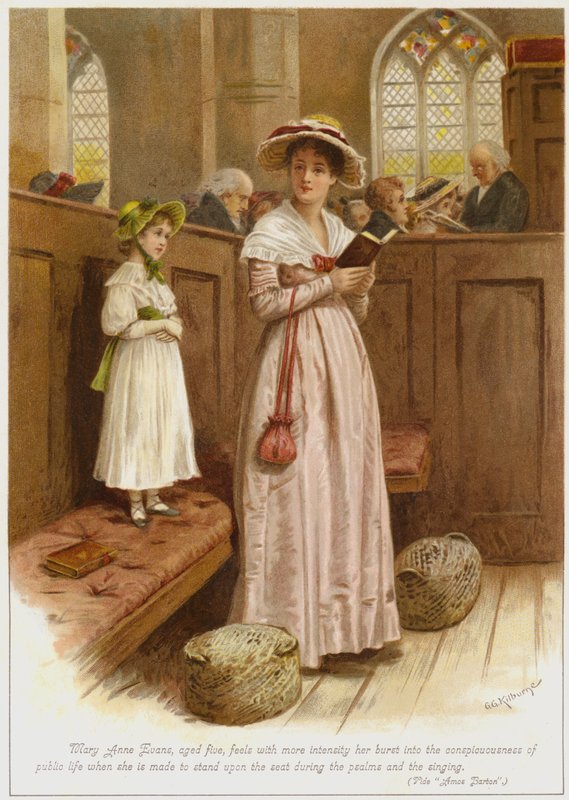 Mary Anne Evans, Aged Five, Feels with More Intensity Her Burst into the Consciousness of Public Life When She is Made to Stand Upon the Seat During the Psalms and the Singing by George Goodwin Kilburne