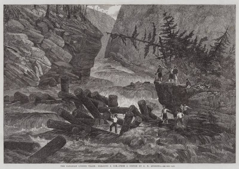 The Canadian Lumber Trade, clearing a Jam by George Henry Andrews