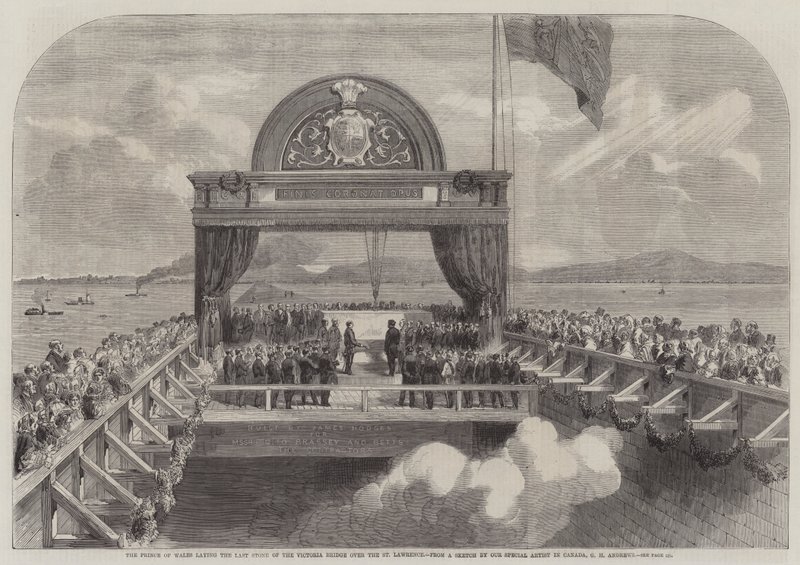 The Prince of Wales Laying the Last Stone of the Victoria Bridge over the St Lawrence by George Henry Andrews