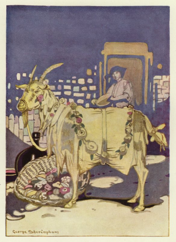 He bought a large quantity of food, put it in a basket, and carried it to the animal yard by George Sheringham