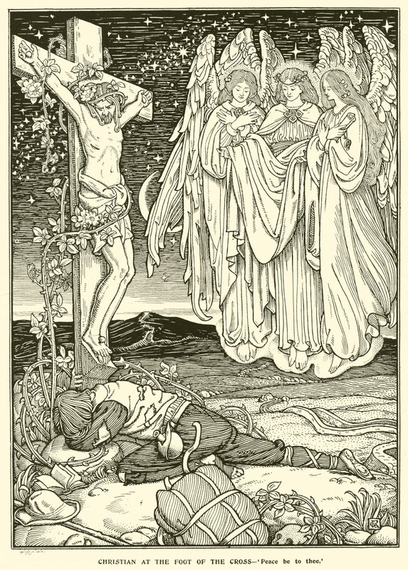 Christian at the Foot of the Cross by George Woolliscroft Rhead