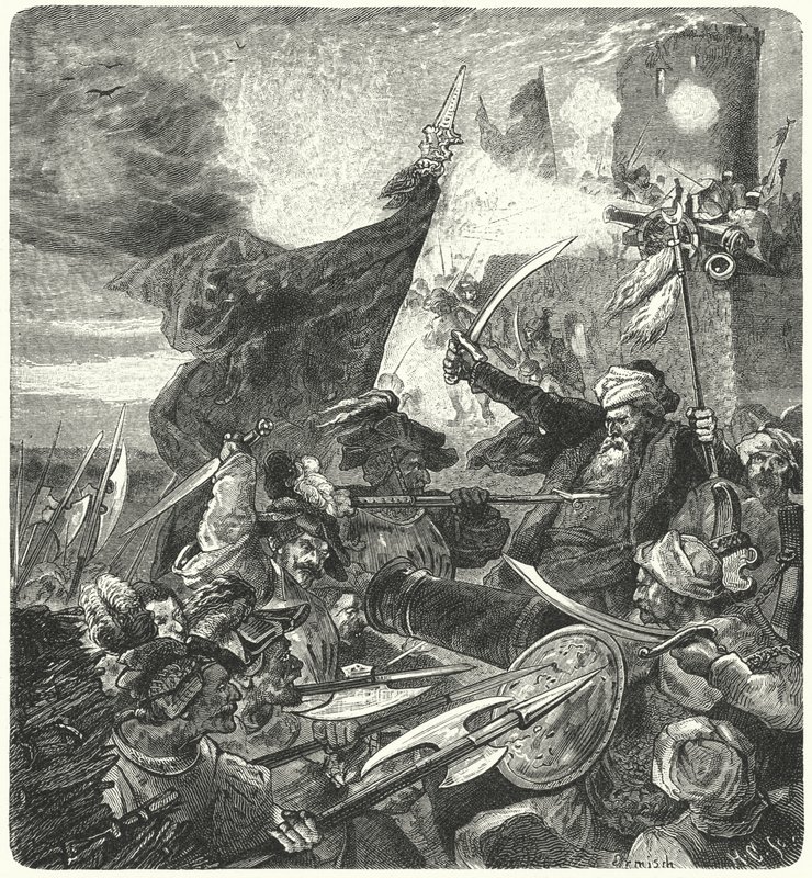 Hungarians fighting the Turks at Szekesfehervar, 1593 by German School