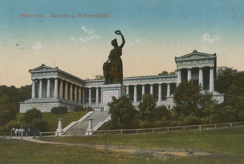 Bavaria statue and Ruhmeshalle, Munich by German Photographer