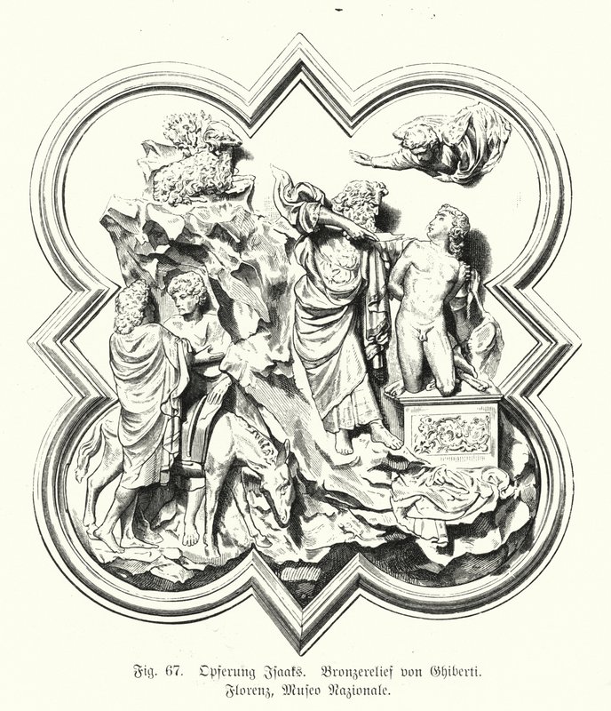 Abraham Offering Up His Son Isaac for Sacrifice, Bronze Relief by Lorenzo Ghiberti by German School