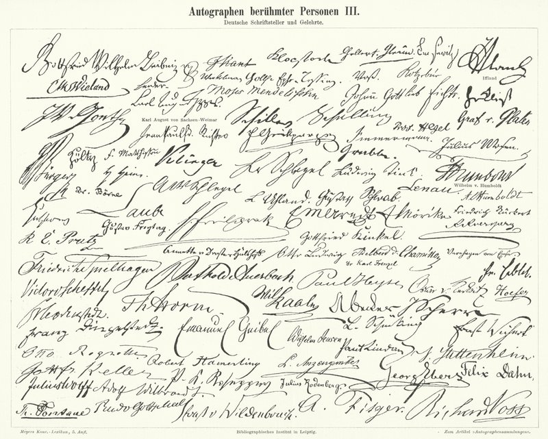 Autographs of Famous People: German Writers and Scientists by German School