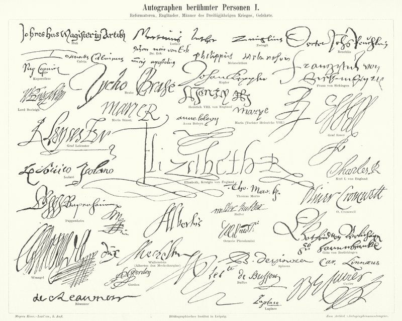 Autographs of Famous People: Prominent Figures of the Protestant Reformation, Britain, the Thirty Years War and Scientists by German School