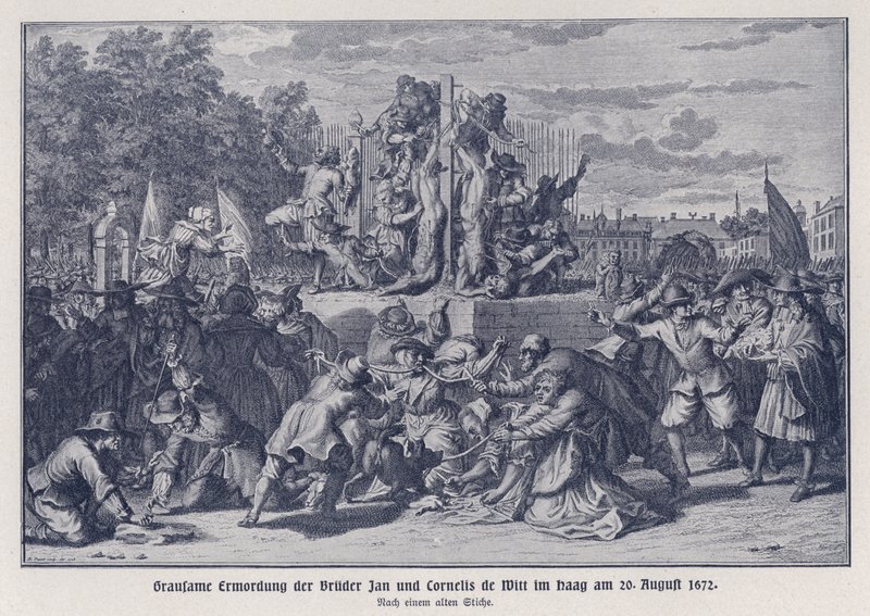 Brutal Murder of the Brothers Jan and Cornelis de Witt by an Orangist Mob, The Hague, Netherlands, 20 August 1672 by German School