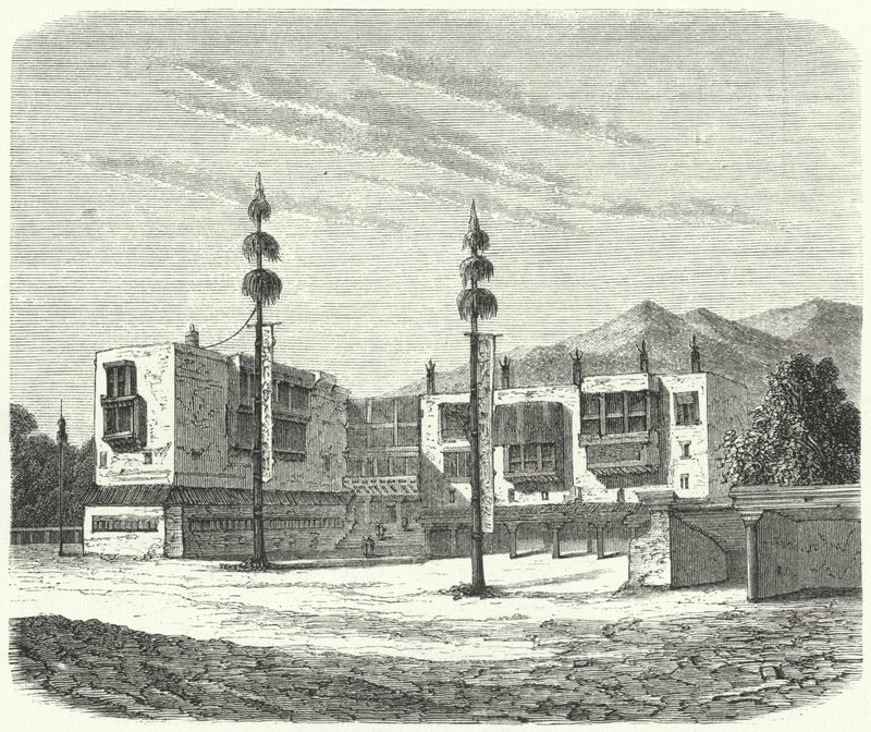 Buddhist Monastery in Tibet (engraving) by German School