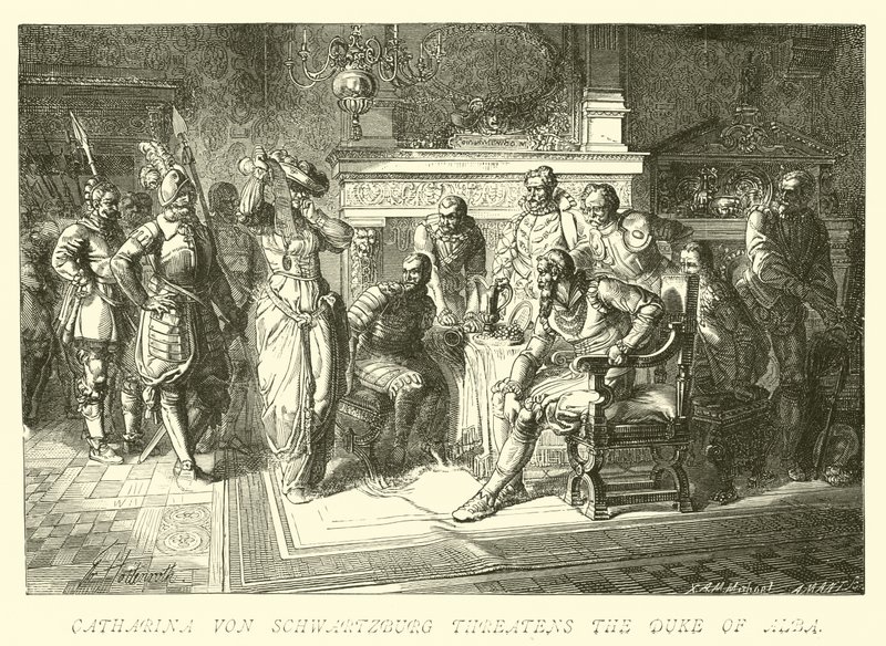 Catharina von Schwartzburg Threatens the Duke of Alba by German School