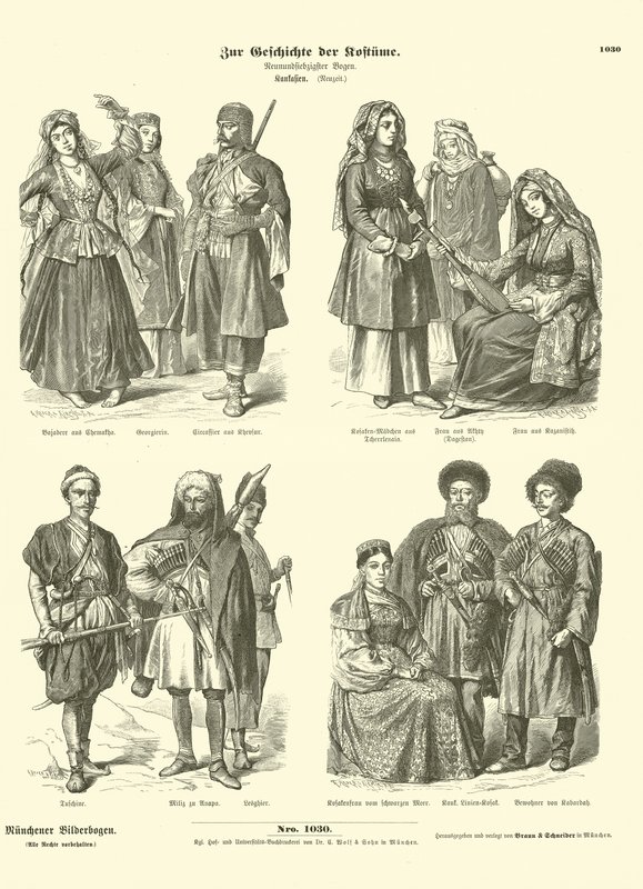 Caucasian Costumes, 19th Century by German School
