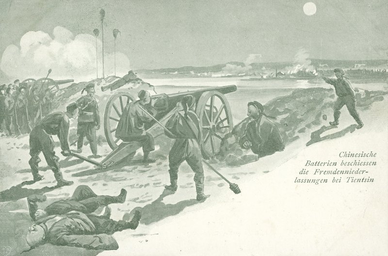 Chinese Artillery Firing on the Foreign Concessions in Tientsin, China, During the Boxer Rebellion by German School