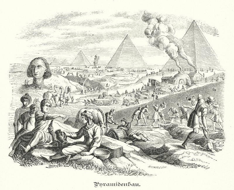 Construction of the Pyramids, Ancient Egypt by German School