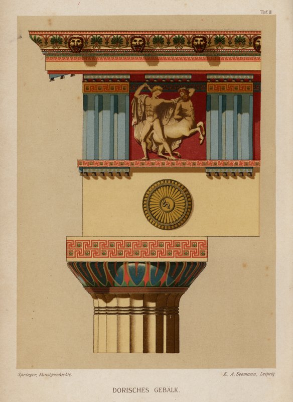 Doric entablature, ancient Greek architecture by German School