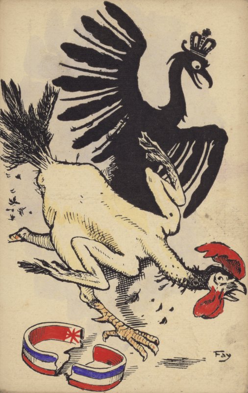 French Cockerel Fleeing from the German Eagle by German School