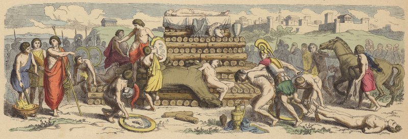 Funeral of a hero in Ancient Greece by German School