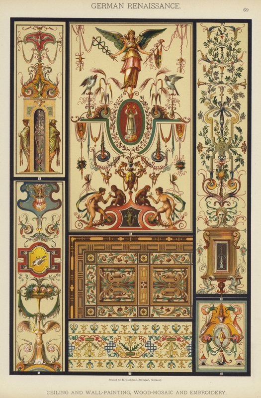 German Renaissance, Ceiling and Wall-Painting, Wood-Mosaic and Embroidery by German School
