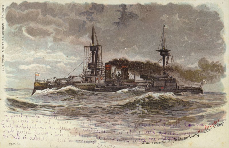 German Battleship SMS Weissenburg, Late 19th or Early 20th Century by German School