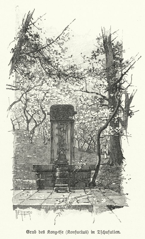 Grave of the Ancient Chinese Philosopher and Statesman Confucius by German School