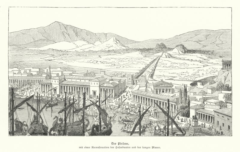 Harbour of Piraeus, Ancient Greece by German School