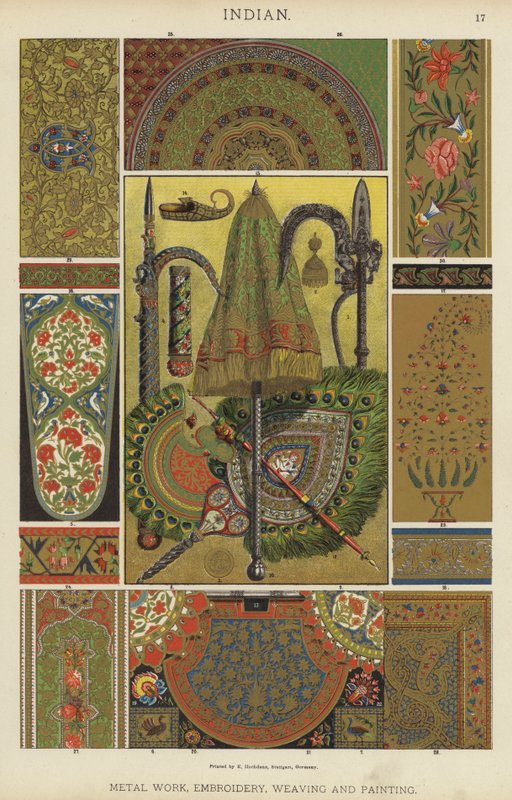 Indian, Metal Work, Embroidery, Weaving and Painting by German School
