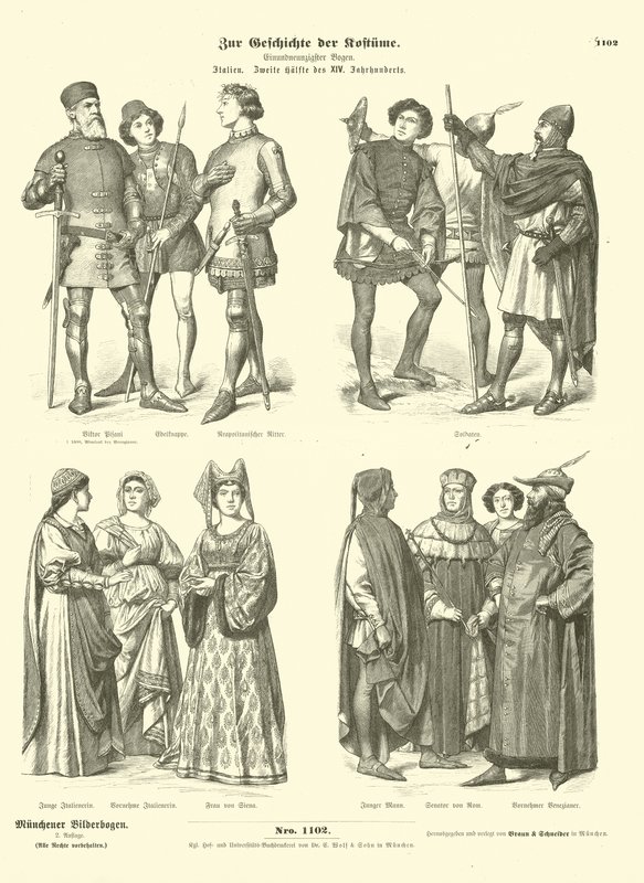 Italian Costumes, Second Half of 14th Century by German School