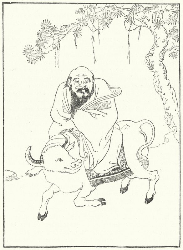 Laozi, ancient Chinese Philosopher, on a water buffalo by German School
