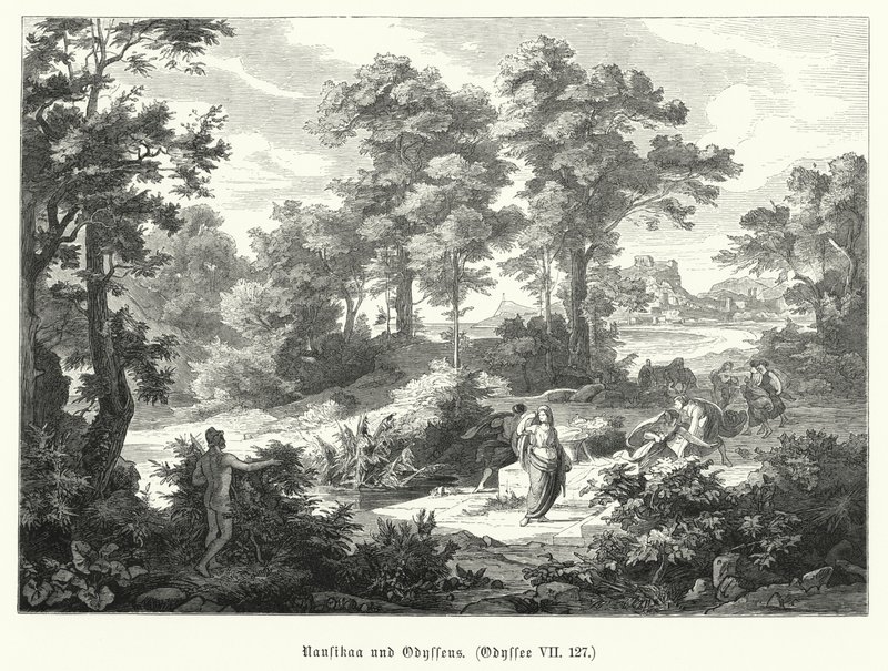 Nausicaa and Odysseus, Scene from Homer
