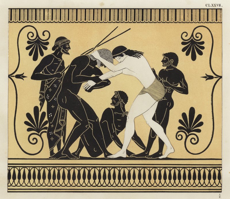 Peleus and Atalanta Wrestling by German School
