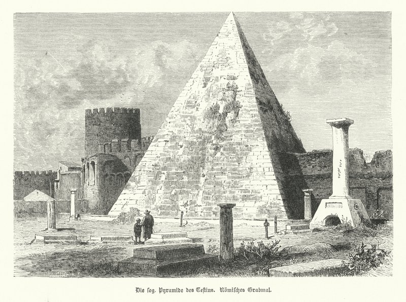 Pyramid of Cestius, tomb of Gaius Cestius, Rome, built in c12 BC by German School