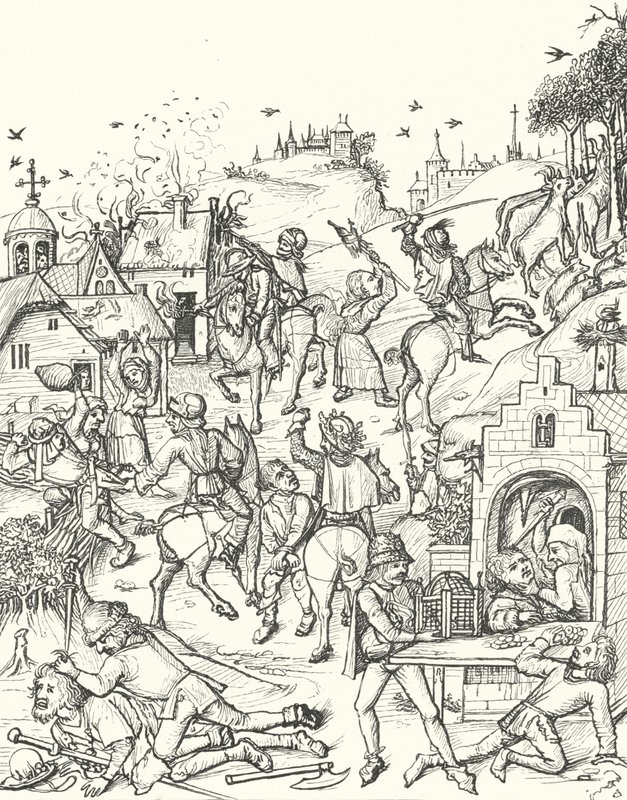 Ravaging and pillaging of a village by German School