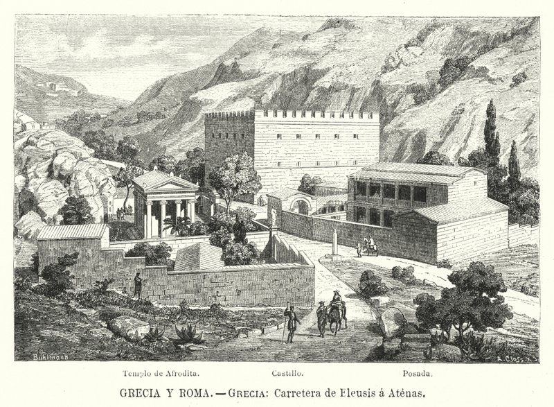 Road from Eleusis to Athens, Greece by German School