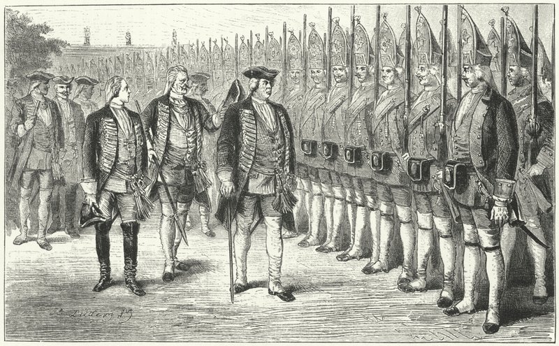 The Potsdam Giants, infantry regiment of taller than average soldiers in the army of Frederick William I of Prussia, 18th Century by German School