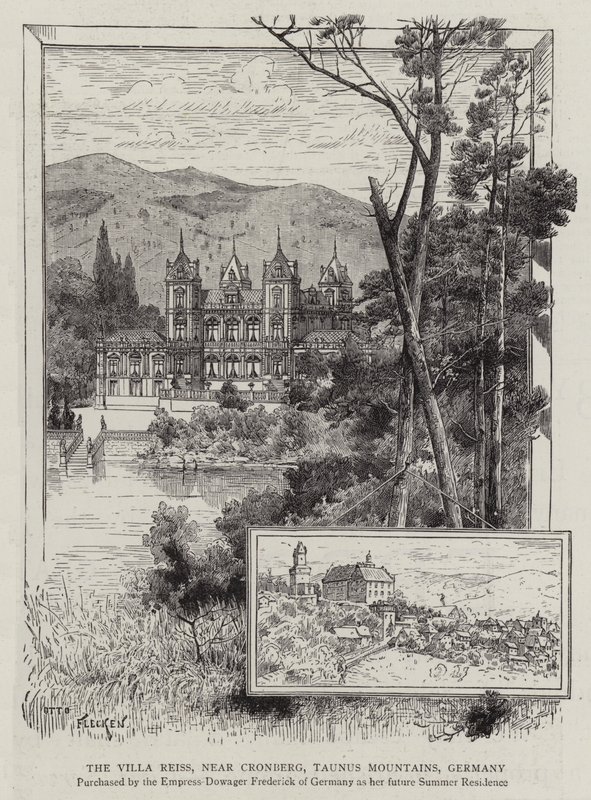 The Villa Reiss, Near Cronberg, Taunus Mountains, Germany (engraving) by German School