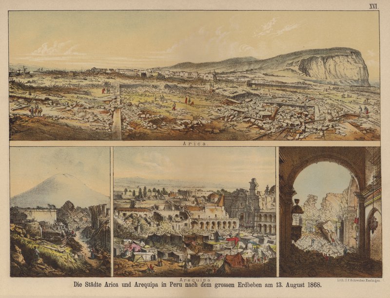 The cities of Arica and Arequipa in Peru after the great earthquake of 13 August 1868 by German School