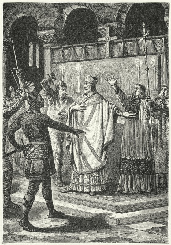 The murder of Thomas a Becket in Canterbury Cathedral by German School