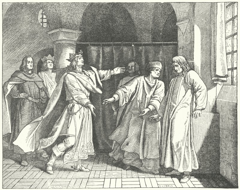 The reconciliation of Louis IV and Frederick the Fair, rival claimants to the German throne by German School