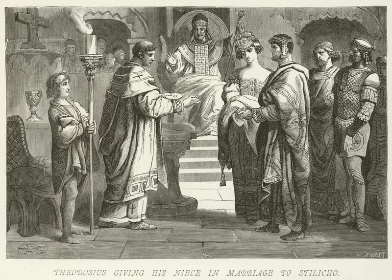 Theodosius giving his niece in marriage to Stilicho by German School