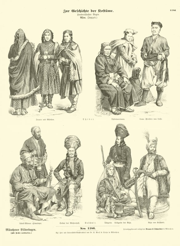 Tibetan and Kashmiri costumes by German School