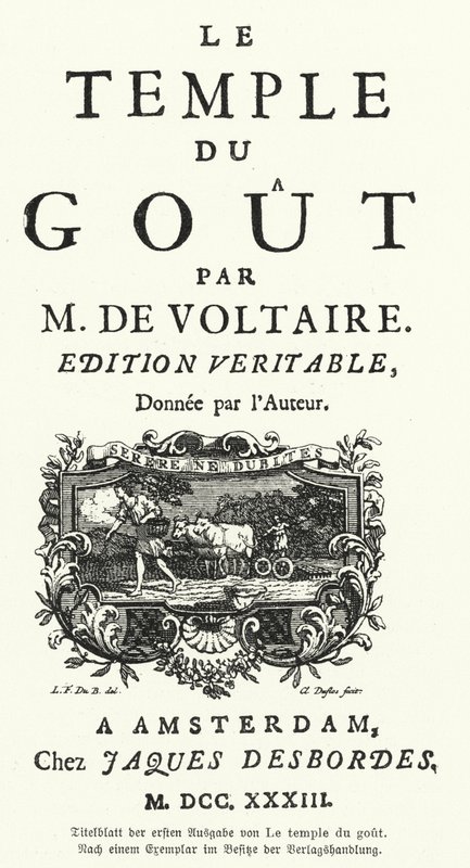 Title page of the first edition of Voltaire