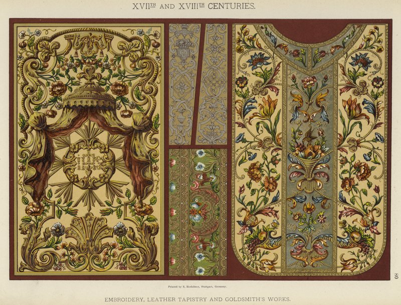 17th and 18th Centuries, Embroidery, Leather Tapestry and Goldsmith