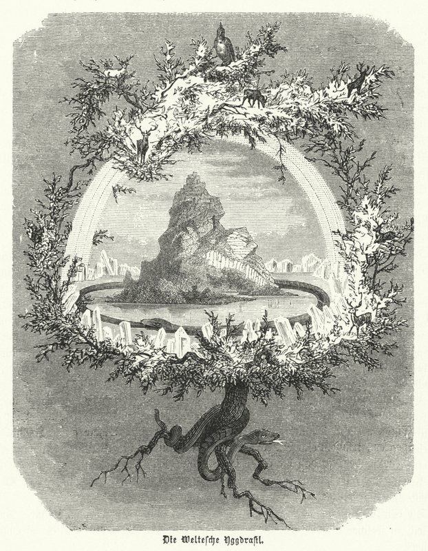 Yggdrasil, mythical ash tree of Norse cosmology by German School