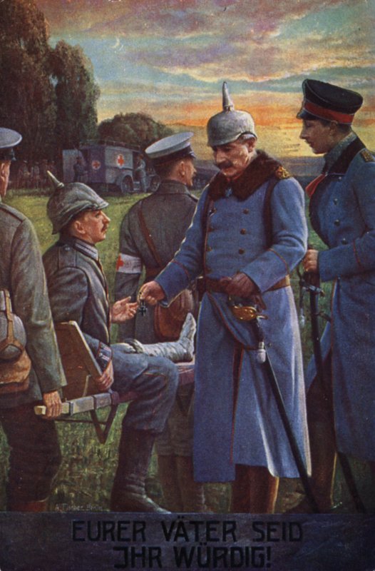 You Are Worthy of Your Fathers: Kaiser Wilhelm II Awarding a Wounded German Soldier the Iron Cross by German School
