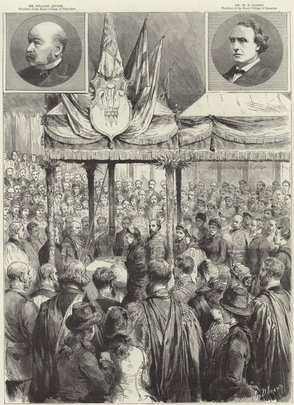 The Queen laying the foundation stone of the new medical examination hall on the Victoria Embankment by Godefroy Durand